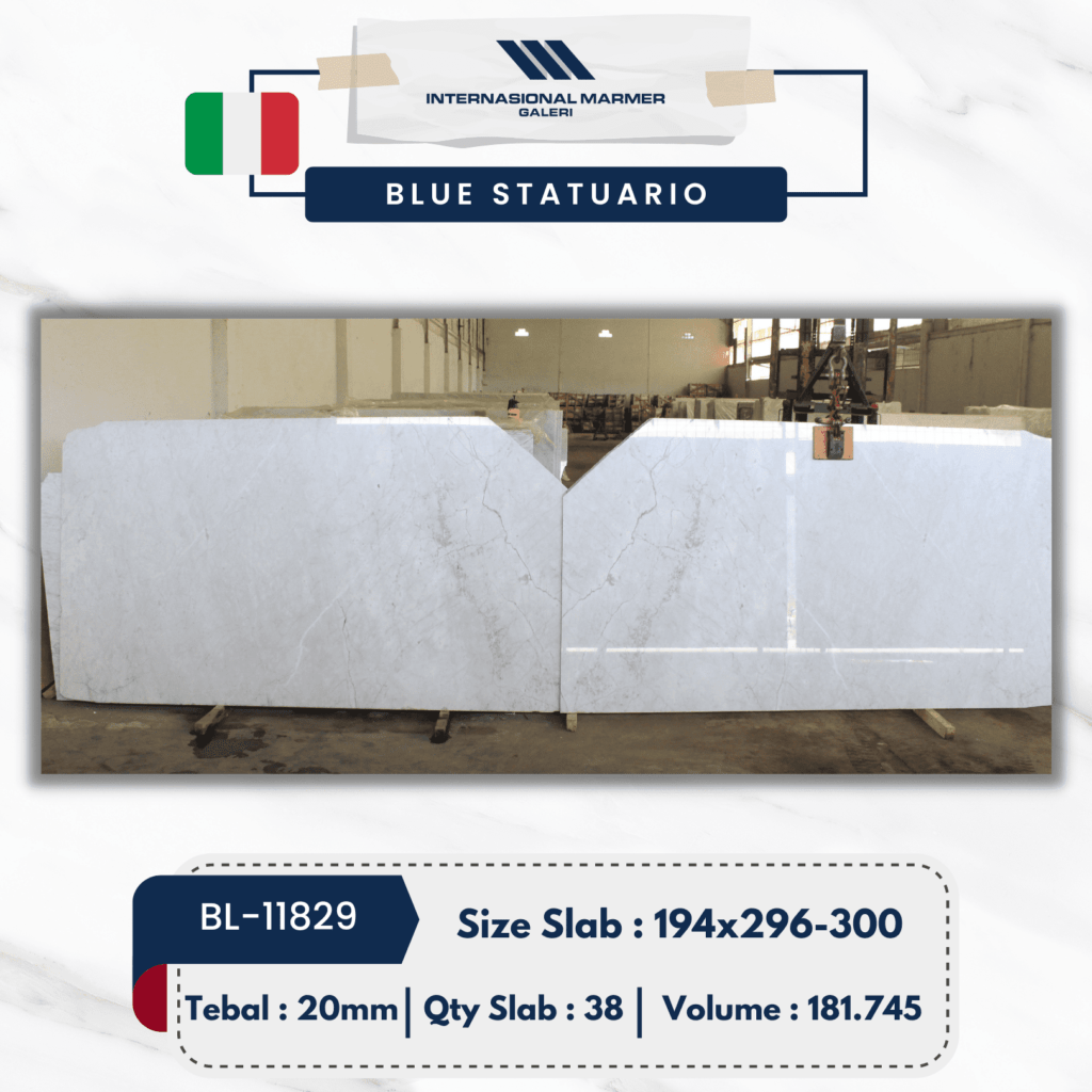 Marmer Putih Italy Blue Statuario | BL-11829 ~ Internasional Marmer Galeri