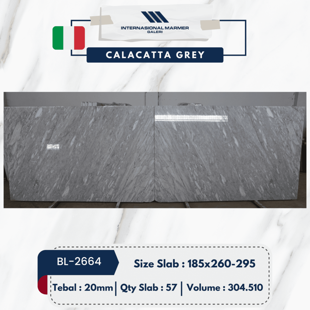 Marmer Putih Calacatta Grey | BL-2664 - Internasional Marmer Galeri