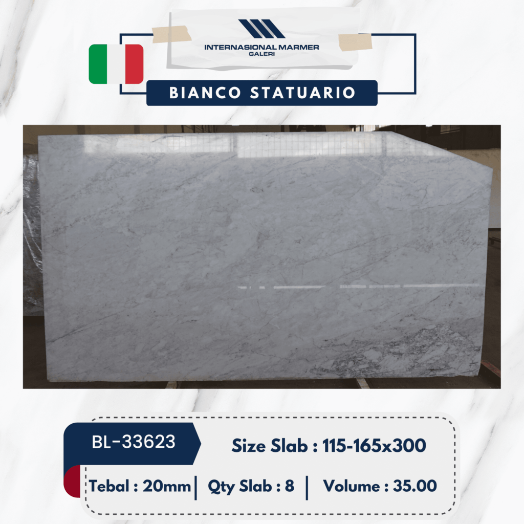 Marmer Putih Bianco Statuario | BL-33623 - Marmer Putih Import