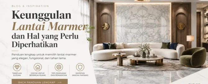 Lantai marmer pada interior rumah modern