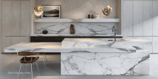Interior dengan Marmer Putih Italia Interior rumah menggunakan marmer putih Italia