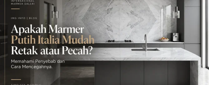 Interior dapur dengan marmer putih Italia pada countertop dan backsplash