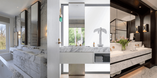 Detail Wastafel dan Dinding Marmer Kamar Mandi