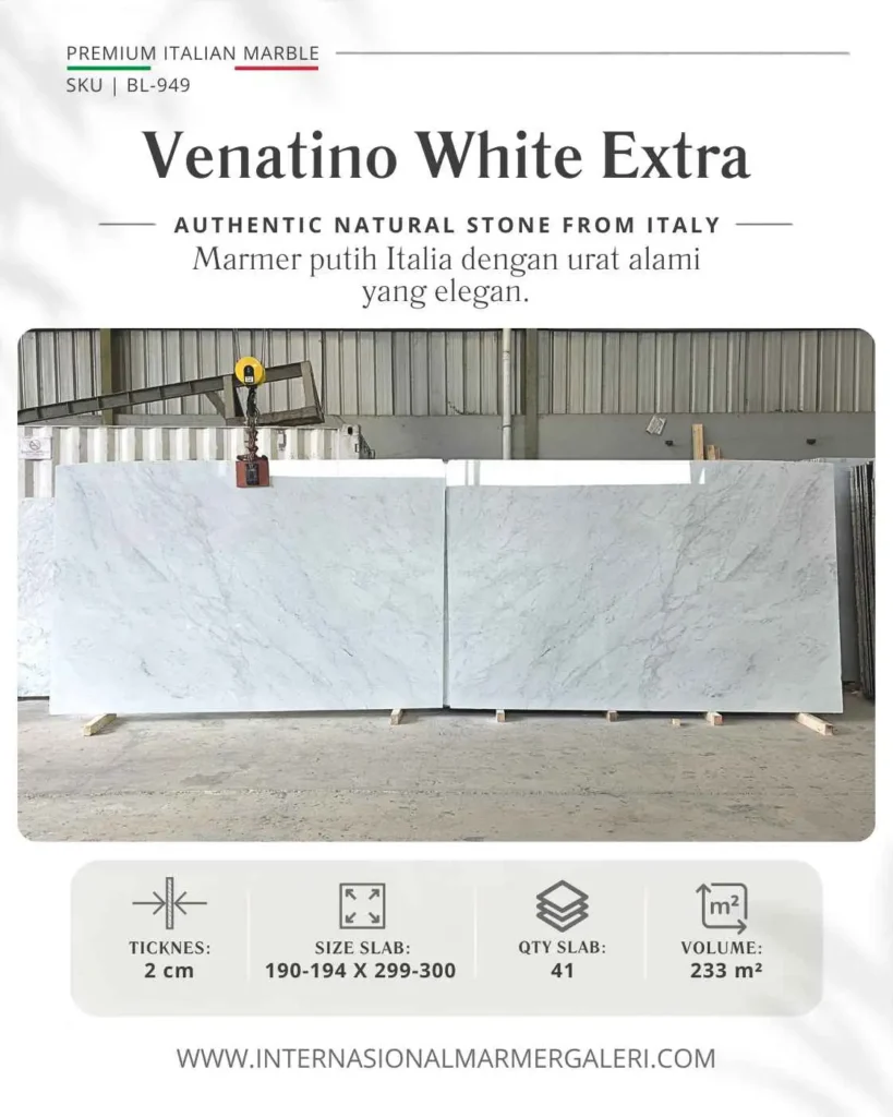 Marmer Putih Venatino White Extra BL-949 untuk lantai rumah White Carrara Italia