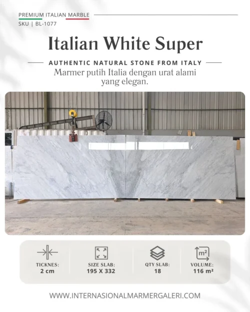 Marmer Carrara Pola Bookmatch Ideal untuk Lantai hingga Feature Wall