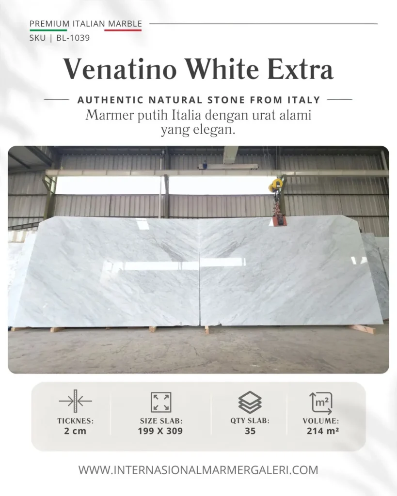 Marmer Carrara Slab Besar Cocok untuk Lantai