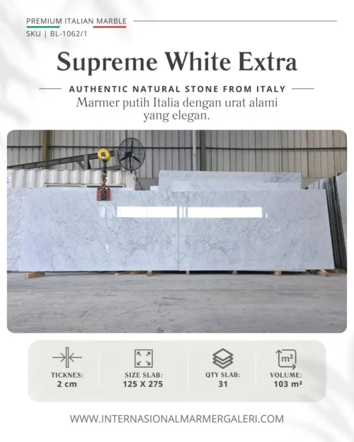 Marmer Carrara Urat Elegan Ideal untuk Interior Desain Modern hingga Klasik