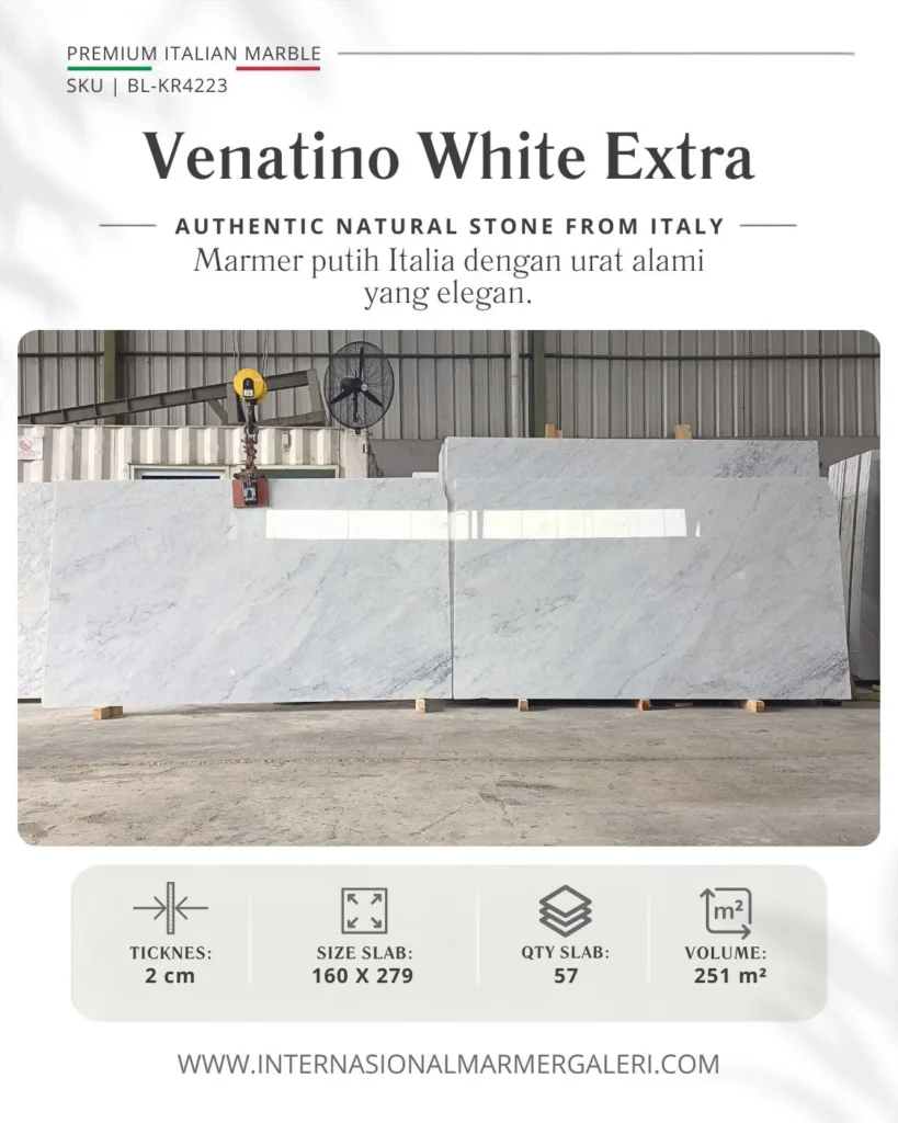 White Carrara Pola Sejajar Untuk Lantai, menambah nuansa Luxury pada Desain Interior